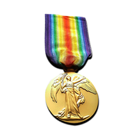 Prix d'usine Médaille personnalisée 2D/3D de la Première Guerre mondiale et de la Seconde Guerre mondiale, britannique et allemande, avec ruban, et trophées, plaqué or antique