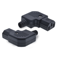 Prise électrique C13 C14 AC250V 10A 3 prises ABS+Cuivre Adaptateur mâle-femelle coudé à 90 degrés Connecteurs de prise Noir