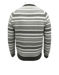 Pull en tricot rayé pour homme, col rond, manches longues, coupe ample, automne-hiver, décontracté - Product Image 2