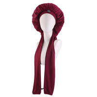 Bonnet en Soie pour Tresses et Cheveux Longs, Bonnet de Nuit pour Femmes, Style Samouraï, Protection Capillaire 2-en-1