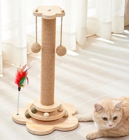 Arbre à chat en bois de style moderne, griffoir en sisal, jouets pour chat, vertical, résistant à l'usure, panneau de densité anti-déchirure pour griffes de chat