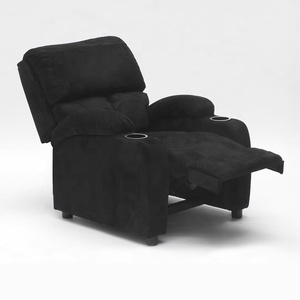 Canapé inclinable manuel à une place en velours noir, design moderne, multifonctionnel, avec porte-gobelets, personnalisable et économique, pour usage domestique - Product Image 4