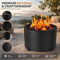 Brasero d'extérieur en acier noir robuste à double paroi, moderne et minimaliste, à faible émission de fumée, pour la vente en gros
