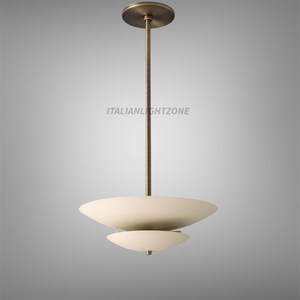 Luminaire suspendu en laiton crème élégant, style mid-century moderne minimaliste, luminaire sculptural fait main pour plafond. - Product Image 5
