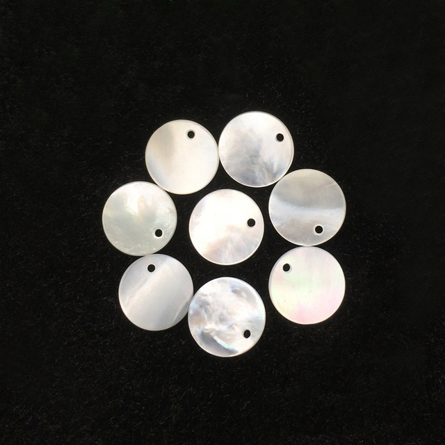 RTS Good Quality 10mm Round Double Flat Natural White Mother of Pearl Shell Discs Coin Stone for Earring Making