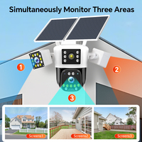 Cámara de Vigilancia Exterior Hieasy de Tres Lentes, PTZ 360, Audio Bidireccional, Seguimiento Automático, 9mp, Wifi, Inalámbrica, 4g, Sim, OEM