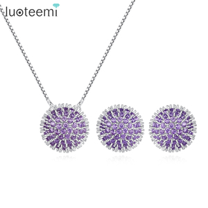 Set di <span class=keywords><strong>Gioielli</strong></span> LUOTEEMI con Girasole e Zirconi Colorati per Ragazze, Set di Orecchini e Collana, Nuova Moda - Product Image 1