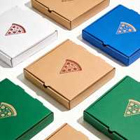 Boîte à pizza en carton ondulé avec logo personnalisé, 8 pouces, 10 pouces, 12 pouces, avec impression en relief colorée, laminage mat, design à fentes pour usage alimentaire