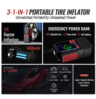 Pompa Ban Kompresor Udara Isi Ulang dengan Fitur Auto Stop 150PSI, Mode Inflasi Preset, Layar Digital, Senter PR