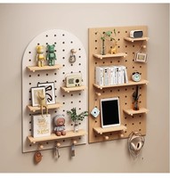 Organisateur mural en bois DIY, panneau perforé personnalisable, étagère de rangement créative, panneau d'affichage écologique pour cuisine/salon/garage