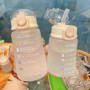 Cute Water Bottle For Girls With Straw 500Ml Portable Mug Cherry Blossom Pink Grapefruit Pink Back To School Kids Drinkware - Product Image 2