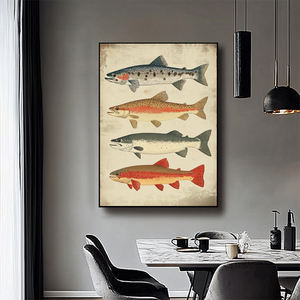 Salle à manger décor mer côtière affiches toile <span class=keywords><strong>peinture</strong></span> mur Animal impression Vintage pêche Art Mural - Product Image 2