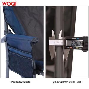 Chaise de camping pliable en aluminium Woqi Outdoor avec porte-gobelet et poches latérales, tissu Oxford bleu marine, chaise de jardin - Product Image 5