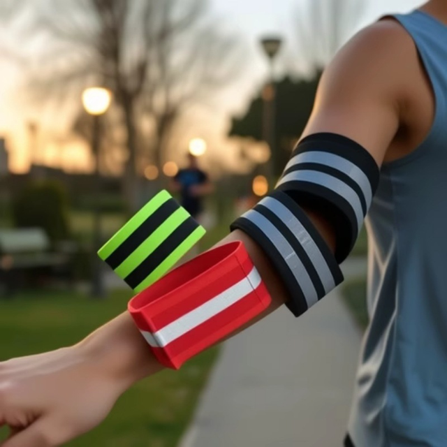 High Visibility Reflective Armband Leg Strap Night Running Cycling Walking Adjustable Safety Wrist Band Custom Logo 100% Elastic