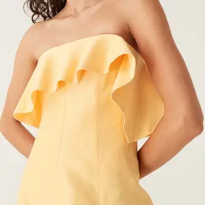 הנמכר ביותר אופנה נשים צהוב ציפית מזדמנת שמלת פשתן לנשים ללא שרוולים שמלת פשתן באיכות גבוהה כותנה לנשים