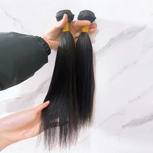 Extensiones de cabello humano peruano Remy, mechones yaki rectos suaves