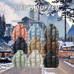 OEM Logotipo Personalizado Zipper Puffer Jacket para Homens Plus Size Grosso Inverno Vestuário Stand Collar Bubble Design Tecido Tingido - Product Image 2