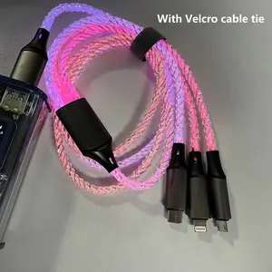 Auto leuchtende LED RGB 1,2 m 3 in1 Multi Farben Micro USB Typ C 8-poliges Ladekabel für iPhone Android Samsung UCB10