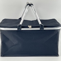 Panier de pique-nique en tissu Oxford bleu grande capacité, multifonctionnel, sac de rangement pour le camping en plein air, pliable et portable