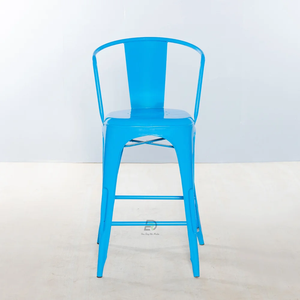 Taburete de barra alto de hierro y metal estilo industrial vintage azul al por mayor muebles de comedor bajos para sala de estar hoteles escuelas centros comerciales - Product Image 2