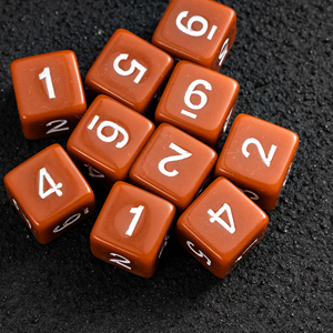 Ensemble de dés polyédriques à 6 faces FACCUB de 16 mm, taille standard avec des numéros, D6, jeu, couleur unie marron, acrylique, plastique, Yahtzee - Product Image 2