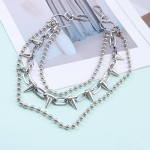 Cadena de cintura Punk Spike de aleación de zinc, accesorio informal de Hip Hop Rock, color blanco K - Product Image 2