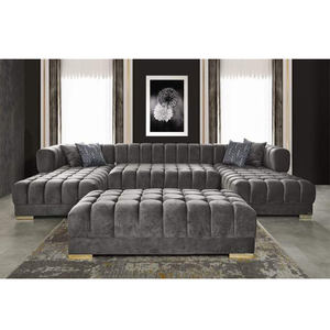 منزل Pinzhi تصميم عصري الأمريكية أخضر مخملي قماش غرفة المعيشة على شكل حرف U أريكة فاخرة مقطعية كرسي صالة منجد - Product Image 4