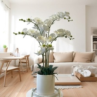 Plante d'orchidée artificielle en tissu, faite à la main, imperméable, pour la décoration moderne de la maison et du bureau, Pâques, remise de diplôme