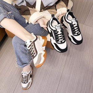Zapatos Coreanos Torre para <span class=keywords><strong>Mujer</strong></span>, Primavera 2026, Nuevas Zapatillas Deportivas con Suela Gruesa Tipo Muffin, Diseño de Contraste, Sin Cordones, Casuales, Siempre a la Moda, para Todas las Temporadas - Product Image 4