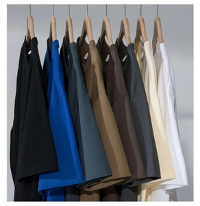 Camiseta oversize lisa multicolor con cuello redondo, personalizable, de manga regular, al por mayor, informal, 100% algodón para hombre - Product Image 2