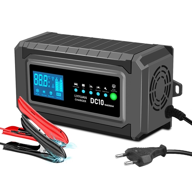 10 Amp Car Battery Charger 12V 24V Smart Fully Automatic Battery Maintainer Trickle Charger