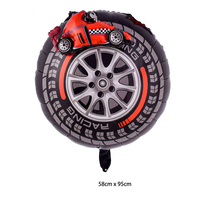Ballons de décoration pour fête d'anniversaire de garçons : ballon en aluminium en forme de pneu de voiture de course de 24 pouces, drapeau à damier et ballons trophée de champion - Prix usine