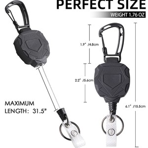 Cross-border heavy-duty carabiner badge reel, steel wire rope, easy-open buckle <b>ID</b> card <b>holder</b>, cool tactical document <b>holder</b> - Product Image 4
