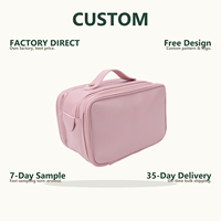 Sac de maquillage en cuir PU grande capacité personnalisé, étanche, avec fermeture éclair large, organiseur de voyage pour articles de toilette, vente en gros, usine OEM