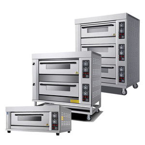 Perilla operada a gas 4 bandejas 6 bandejas Horno para hornear de dos cubiertas Horno comercial para pan Pastel Pizza - Product Image 2