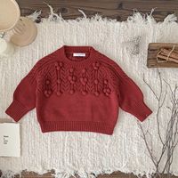 Ensemble deux pièces en acrylique au crochet fait main avec col ajouré pour bébés filles, pull à manches longues tricoté pour l'automne, l'hiver, Noël et le Nouvel An