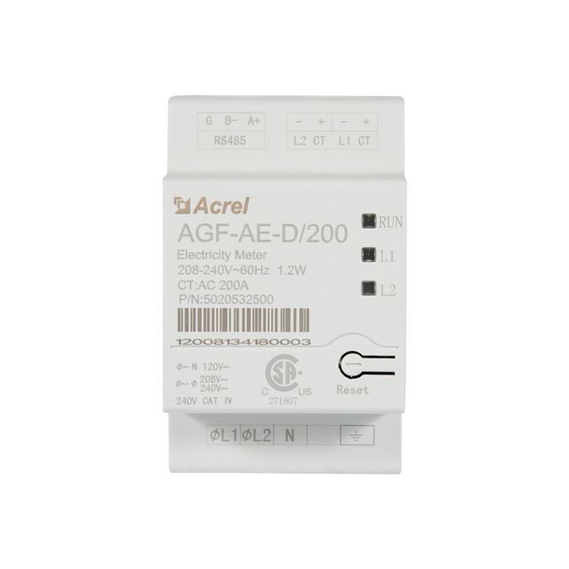 Acrel AGF-AE-D/200 Single Phase Solar System 208V/240V AC Zero Export Device 2-Split Core Cts Meter for Energy Management