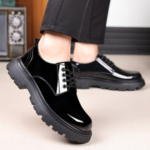 <b>Men</b> Patent Leather Oxfords Toe Breathable Rubber Outsole Genuine Leather Lining Wedding <b>Dress</b> Shoes Autumn Solid Black Lace-up - Product Image 4