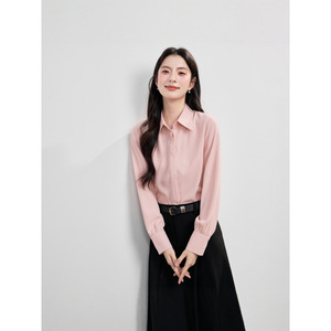 Women's Long Sleeve Button <b>Down</b> Shirt Solid Color No-Wrinkle Office Wear Elegant OL Style Spring Autumn Commute Shirt - Product Image 2