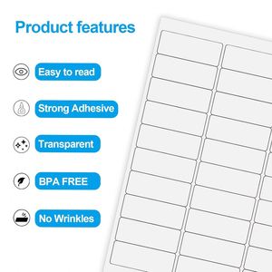 Papier autocollant transparent imprimable jet d'encre 8,5 x 11 pouces, 30 étiquettes par feuille, pour étiquettes d'expédition et d'adresse SKU pour imprimante - Product Image 4