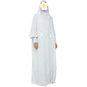 Robe de prière musulmane Khalat, Abaya unie à capuche, robe longue maxi <span class=keywords><strong>pour</strong></span> femmes, Jilbab islamique de Dubaï, OEM/Personnalisé - Product Image 3