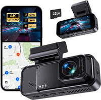 Caméra de tableau de bord 4K avant intégrée Caméra de tableau de bord WiFi pour voitures Écran IPS 3.2 "Caméra de bord avec contrôle d'application 24H ParkingMode WDR G-Sensor
