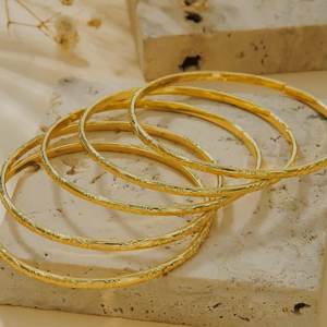 卸売り14k金メッキクーパー厚さ3MMハワイアンジュエリー7ピース/セット女性パーティー用ファッショナブルなバングル - Product Image 1