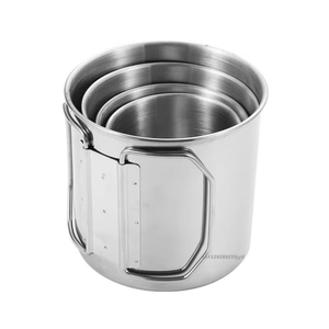 Wholesale <b>Camping</b> <b>Cup</b> Stainless Steel Portable Outdoor Water Mug Mountaineering <b>Cups</b> Foldable Handle - Product Image 1