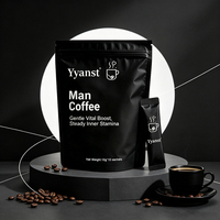 OEM/ODM Café instantané pour homme, stimulant doux et vitalisant, boisson bien-être pour l'énergie interne constante, sachet noir de 18g en doypack