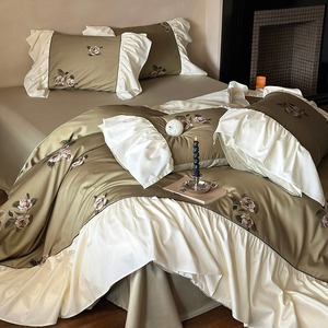 Champs-lyses Holiday 100-count Pure Cotton French-style <b>Bedding</b> <b>Set</b> Floral Print Breathable Home Use - Product Image 1
