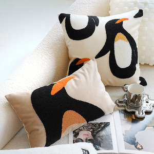 Funda De Almohada cuadrada de animales para niños de pingüino bonito Estilo nórdico Simple Ins costura personalizable hogar sofá cama cojín antipolvo - Product Image 4