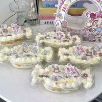 Boîte d'emballage transparente jetable en plastique pour desserts, gâteaux d'anniversaire en forme de bonbons, glaces et mousses, vente en gros