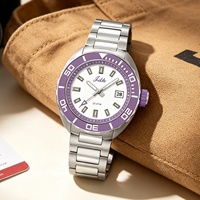 Montre de luxe pour homme à mouvement Seiko, quartz, lunette rotative, lumineuse, bracelet en acier inoxydable 20 mm, résistance à l'eau 20 ATM, aiguilles