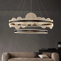 Nueva Colección 2026 de Lámparas Colgantes LED de Diseño Italiano Moderno y Lujoso con Anillo Central y Altura Ajustable para Sala de Estar y Comedor
